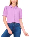 Cece Scallop Trim Button-up Shirt In Purple