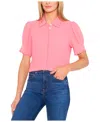 Cece Scalloped Button Front Blouse In Pink