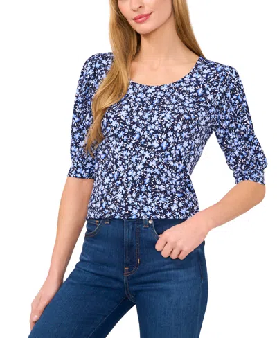 Cece Print Top In Blue