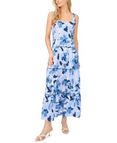 Cece Drop Waist Maxi Dress In Blue