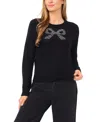 Cece Women's Sequin Bow Long Sleeves Sweater In Black