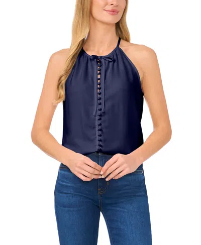 Cece Women's Shirred Button Down Blouse In Classic Navy