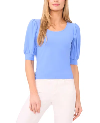 Cece Women's Shirred Scoop-neck 3/4-sleeve Knit Top In Blue