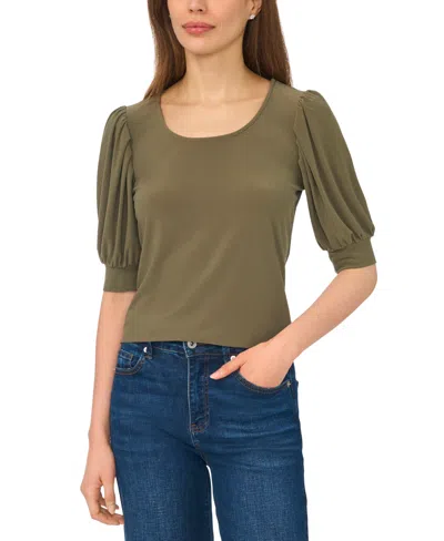 Cece Women's Shirred Scoop-neck 3/4-sleeve Knit Top In Multi
