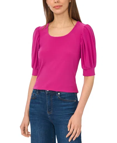 Cece Women's Shirred Scoop-neck 3/4-sleeve Knit Top In Multi