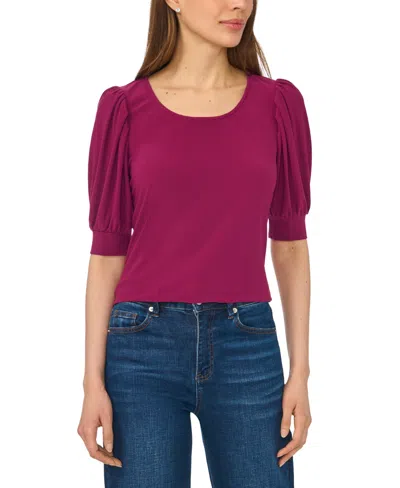Cece Women's Shirred Scoop-neck 3/4-sleeve Knit Top In Multi