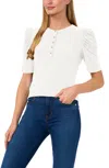 Cece Women's Shirred-sleeve Embellished-button Top In New Ivory