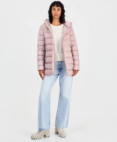 Cece Women's Short Hooded Packable Coat In Pink