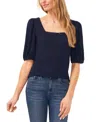 Cece Puff Sleeve Square Neck Top In Classic Navy