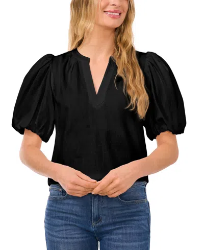 Cece Women's Short-puffed-sleeve Blouse In Rich Black