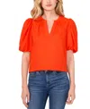 Cece Puff Sleeve Poplin Popover Top In Tiger Lily