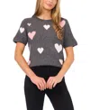 Cece All Over Heart Short Sleeve Sweater In Gray