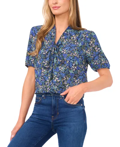 Cece Women's Short-sleeve Bow Tie Shirred Top In Purple
