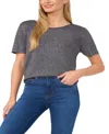 Cece Metallic Sparkle Short Sleeve Sweater In Midnight Black