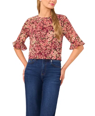 Cece Women's Short Sleeve Crewneck Blouse In Multi