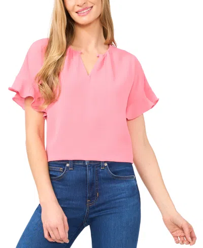 Cece Women's Short Sleeve Drop Shoulder Wide Scoop Neck Blouse In Confetti Pink