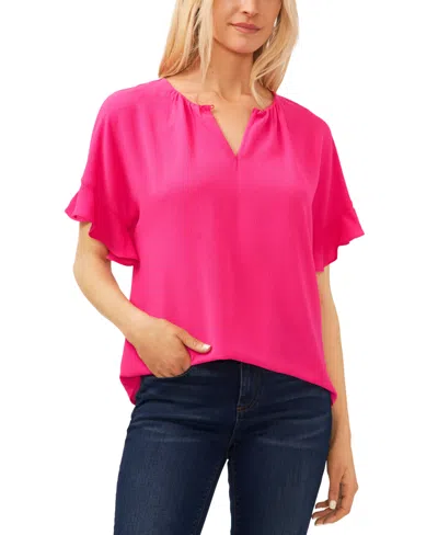 Cece Women's Short Sleeve Drop Shoulder Wide Scoop Neck Blouse In Pink