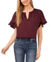 Cece Flutter Sleeve Top In Rich Cabernet
