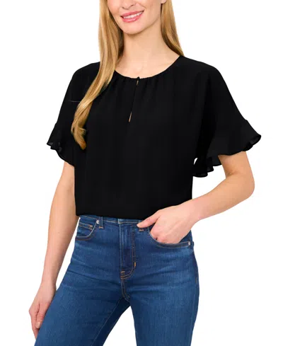 Cece Women's Short-sleeve Half Button Flowy Blouse