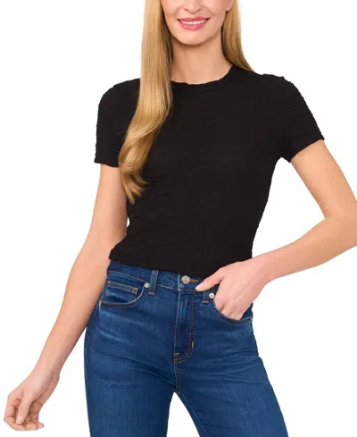 Cece Puckered Knit Baby Tee In Rich Black