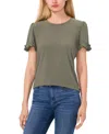 Cece Women's Short-sleeve Ruffle-cuff Knit Top In Dark Clover
