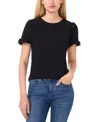Cece Ruffle Sleeve Crepe Knit Top In Rich Black