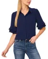 Cece Button-up Collared Blouse In Classic Navy