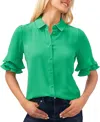 Cece Ruffled Blouse In Vivid Green
