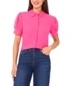Cece Scallop Trim Button-up Shirt In Pink