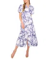 Cece Floral Tiered Cotton Midi Shirtdress