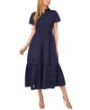 Cece Floral Embroidered Flounce Hem Cotton Maxi Dress