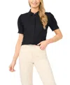 Cece Scallop Detail Button-up Shirt In Black