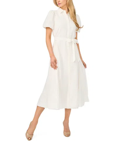 Cece Women's Short-sleeve Collared Cotton Dress In White