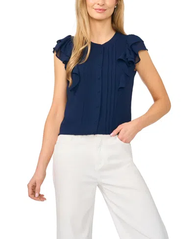 Cece Women's Short-sleeve Crew Neck Top In Blue