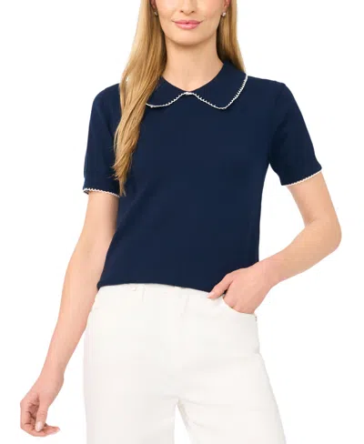 Cece Women's Short-sleeve Crewneck Sweater In Blue