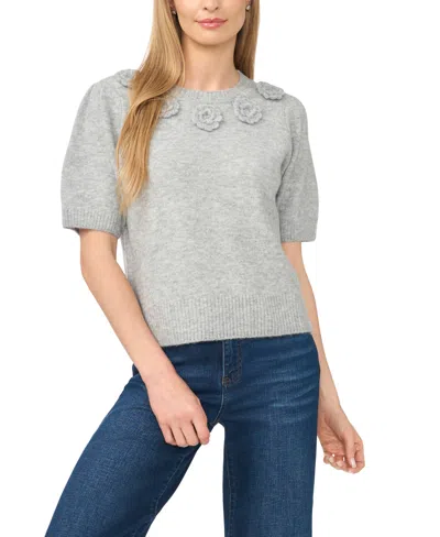 Cece Women's Short-sleeve Crewneck Sweater In Light Heather Gray