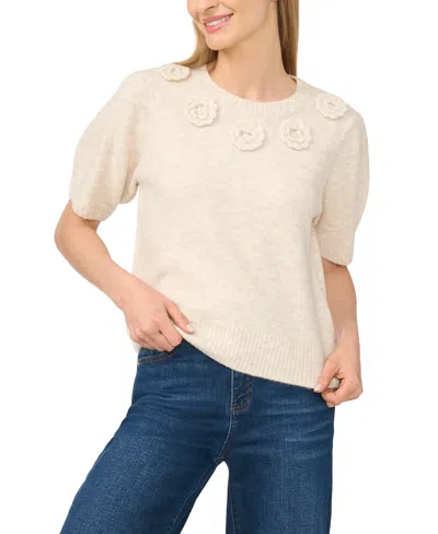 Cece Women's Short-sleeve Crewneck Sweater In Malted