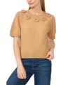 Cece Rosette Short Sleeve Sweater In Brown