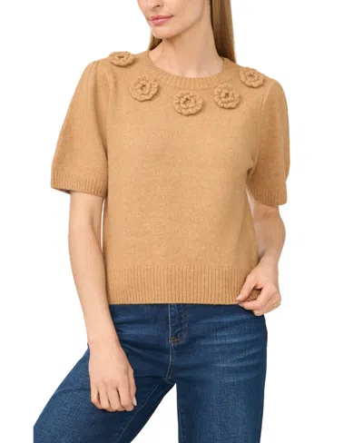 Cece Women's Short-sleeve Crewneck Sweater In Wild Oak
