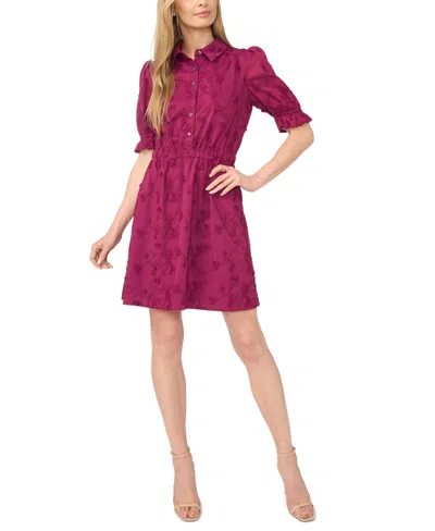 Cece Women's Short-sleeve Mini Shirt Dress With Elastic Waist In Multi
