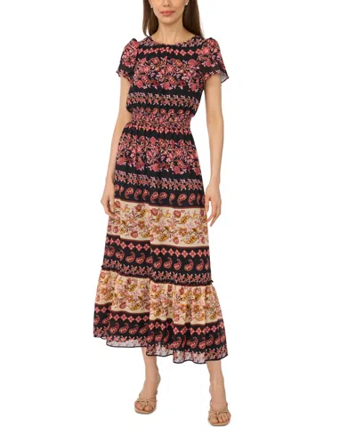 Cece Women's Short-sleeve Printed Maxi Dress In Multi
