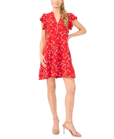 Cece Women's Short-sleeve Ruffled Tiered Dress In Red
