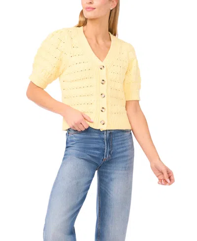 Cece Women's Short-sleeve V-neck Cardigan In Yellow