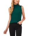 Cece Rib Mock Neck Sleeveless Top In Dark Forest