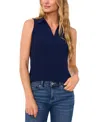 Cece Sleeveless Crepe Knit Polo In Navy J