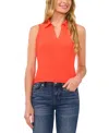 Cece Sleeveless Crepe Knit Polo In Tiger Lily