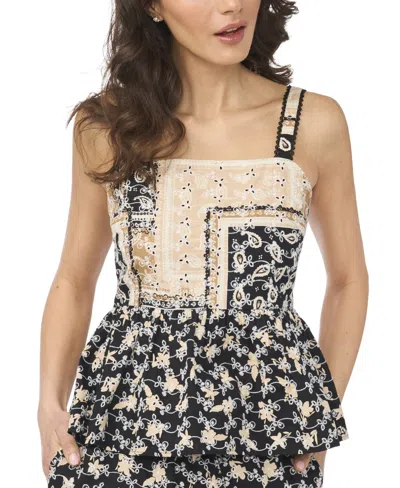 Cece Women's Sleeveless Square Neck Peplum Top In Multi