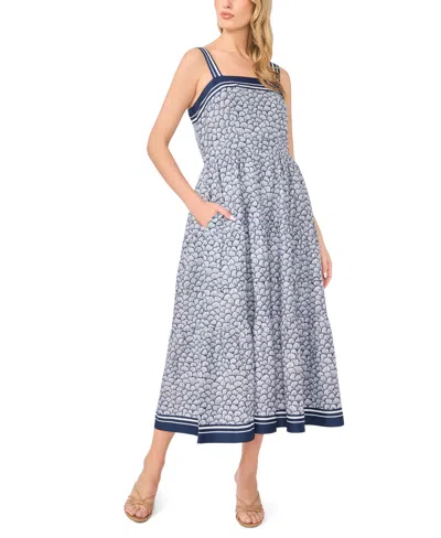 Cece Women's Sleeveless Square Neck Tiered Midi Dress In Blue