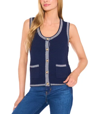 Cece Women's Sleeveless Striped-edge Sweater Vest