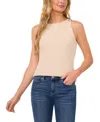 Cece Textured Knit Crop Tank Top In Natural